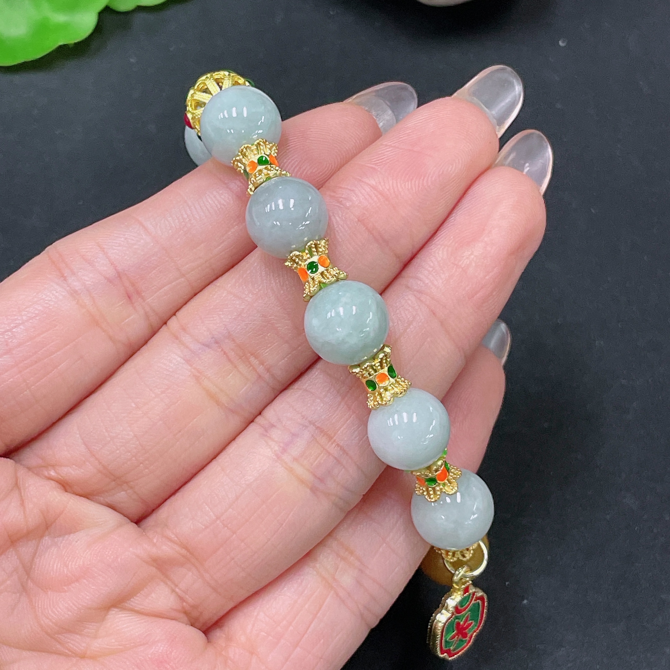 F34065317 Jadeite Bracelet Yellow Beads Non-A Total Weight Approx. 25.8g Size 10.8mm