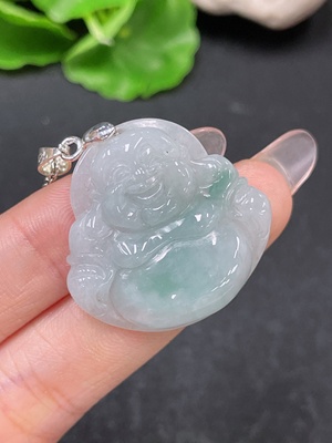 F34047103 Jadeite Pendant Buddha Non-Gold with Chain Total Weight Approx. 11.34g