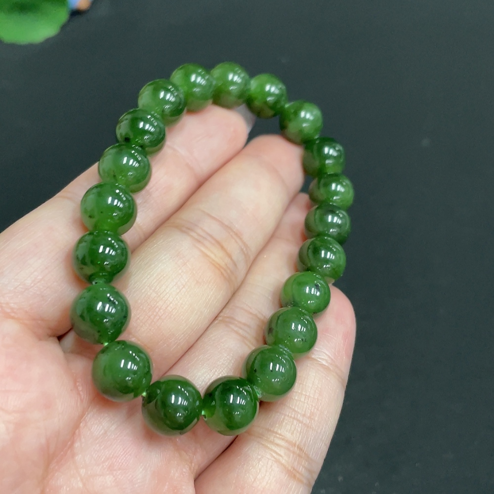 H33847693 Hetian Jade Bead Bracelet, Approx. 9.3mm, Total Weight About 27.8g