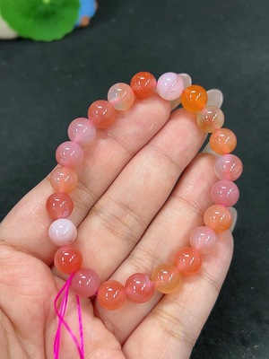 H41923337 盐源玛瑙手串 卡8.3mm左右 仅红色 货品总重约19.6g