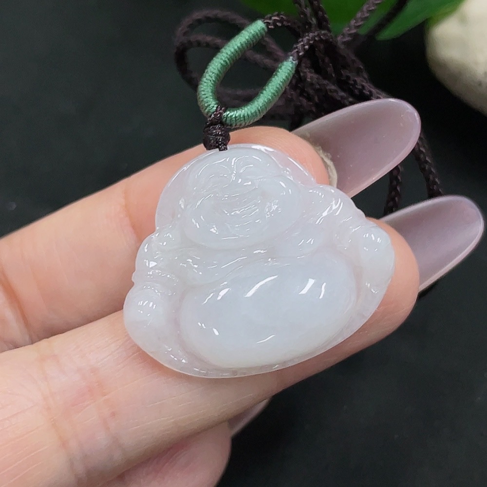 F35142650 Jadeite Buddha Pendant Total Weight Approx. 6.6g (including rope weight)