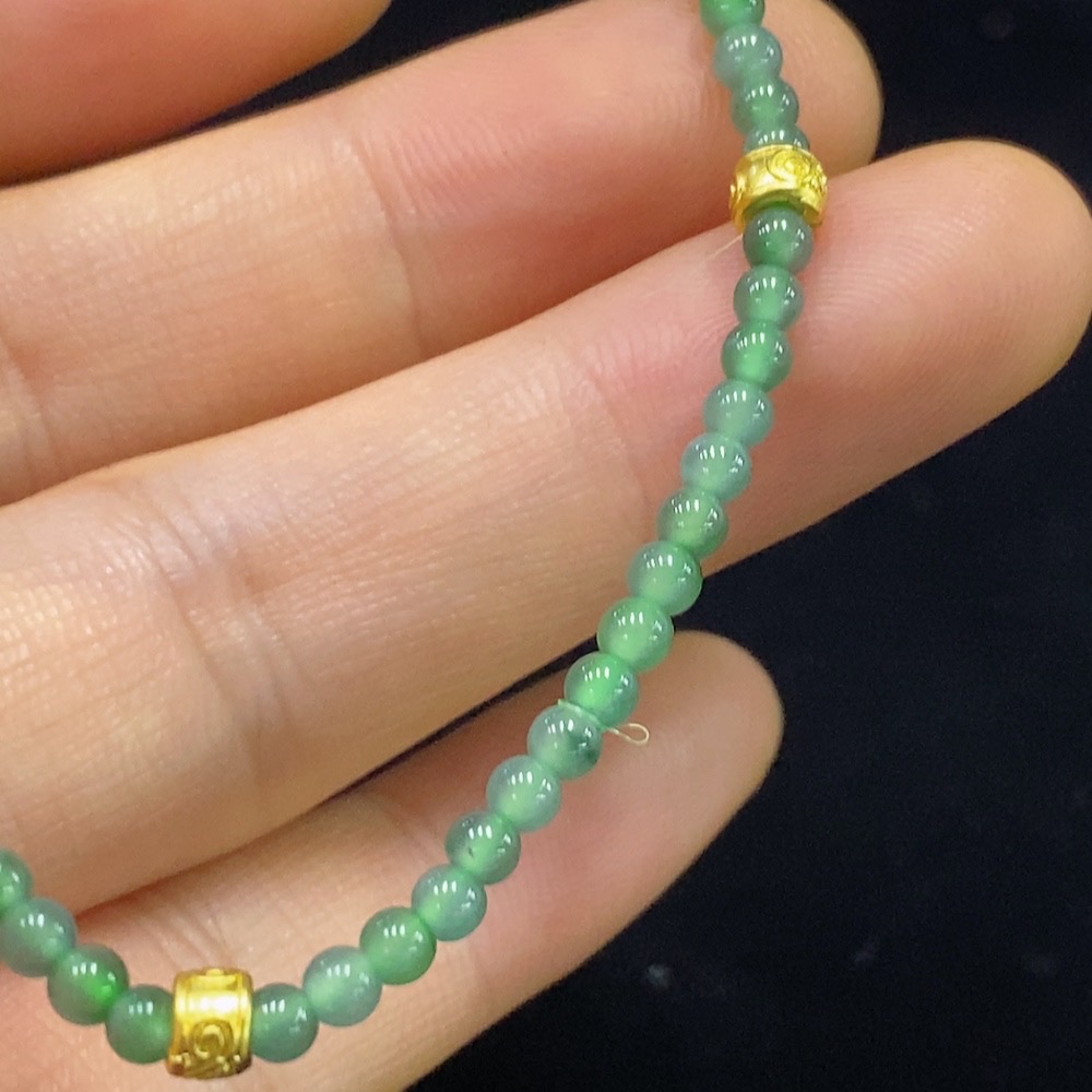 F34025185 Jadeite Beads Bracelet Approx.2.8mm Total Weight About 3.54g Non-Gold
