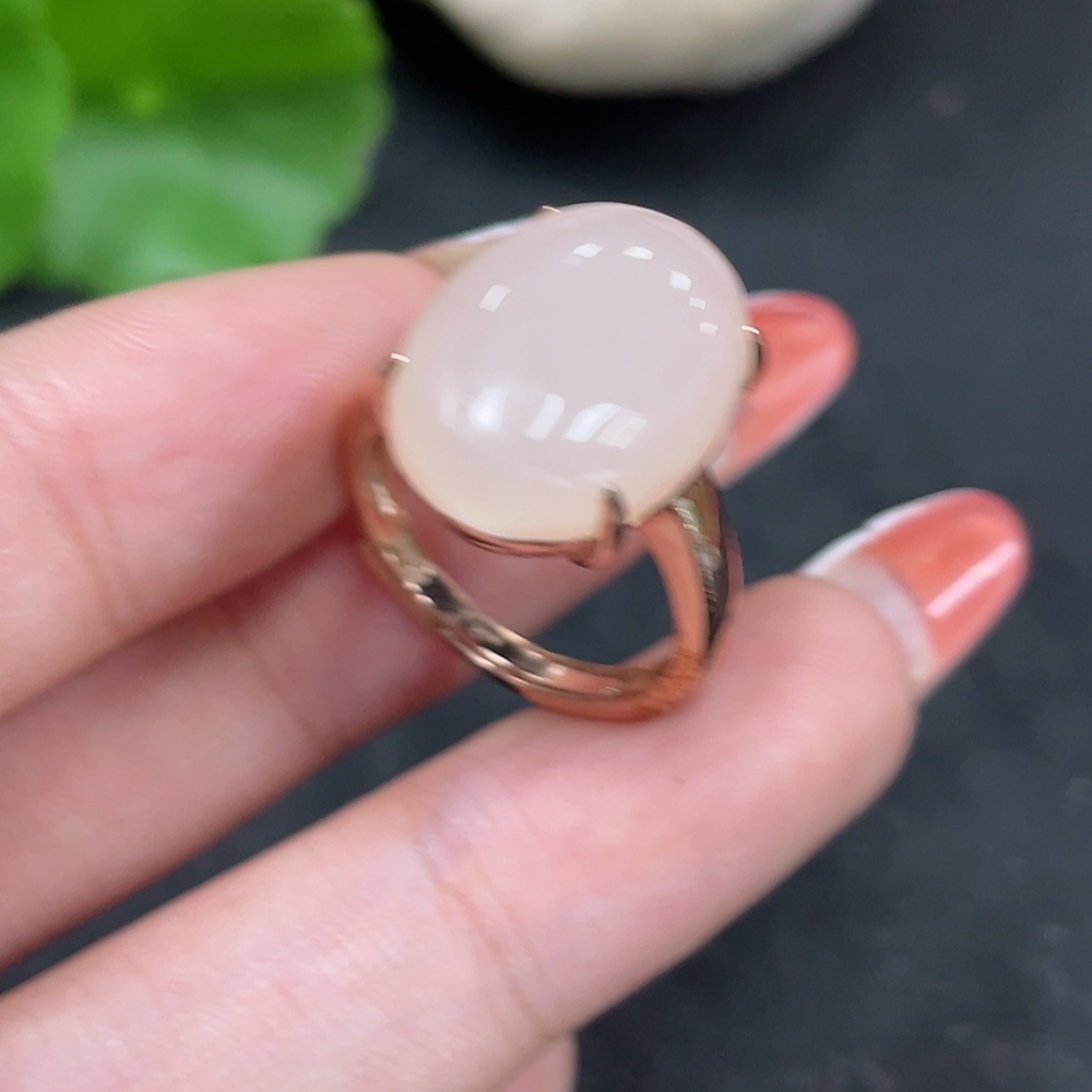 H35147888 Hetian Jade inlaid adjustable ring, non-gold inlaid, total weight about 5.8g