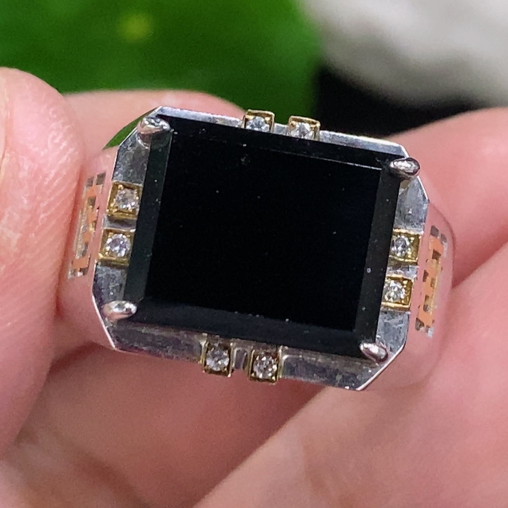 F33932429 Jadeite Inlaid Ring 18K Gold Size 18 Total Weight Approx. 8.8g