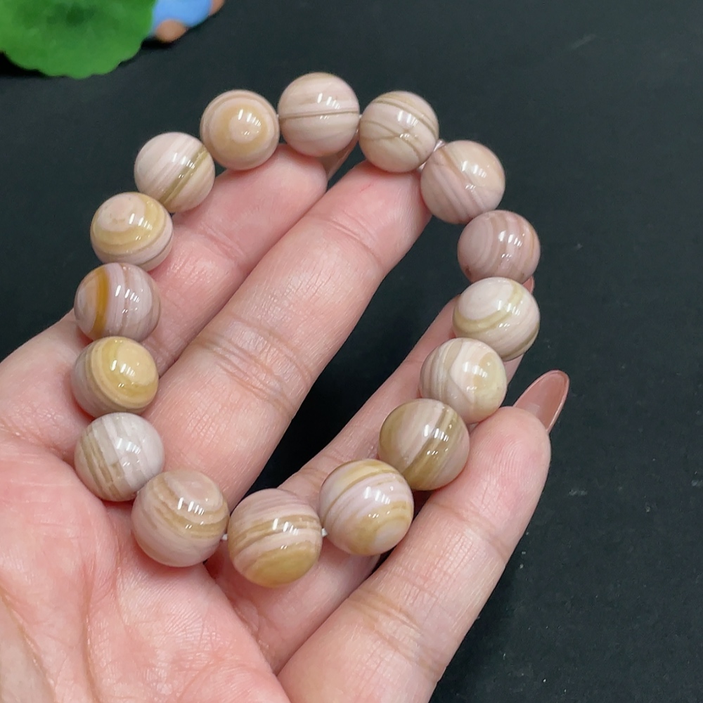 H35101175 Alashan Agate Bracelet, Approx. 12.3 mm, Containing Other Mineral Components, Total Weight Approx. 41.4g