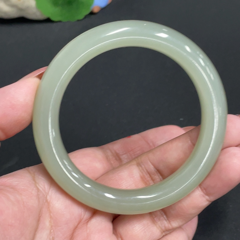 H34973193 Hetian Jade Round Bracelet Size 57.2 Total Weight Approx.56.1g