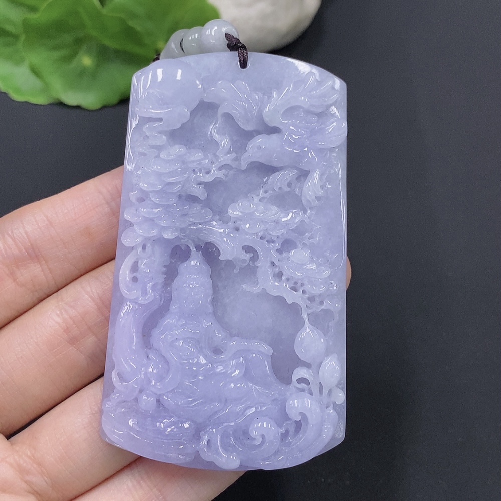 F28271113 Jadeite Mountain and Water Guanyin Pendant