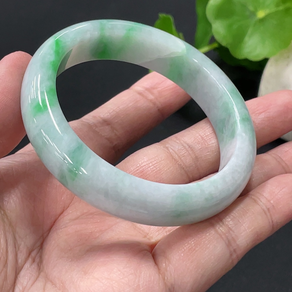 F35079867 Jadeite Round Bracelet, Total Weight Approx. 47.5g, Cracked, Size 50.9