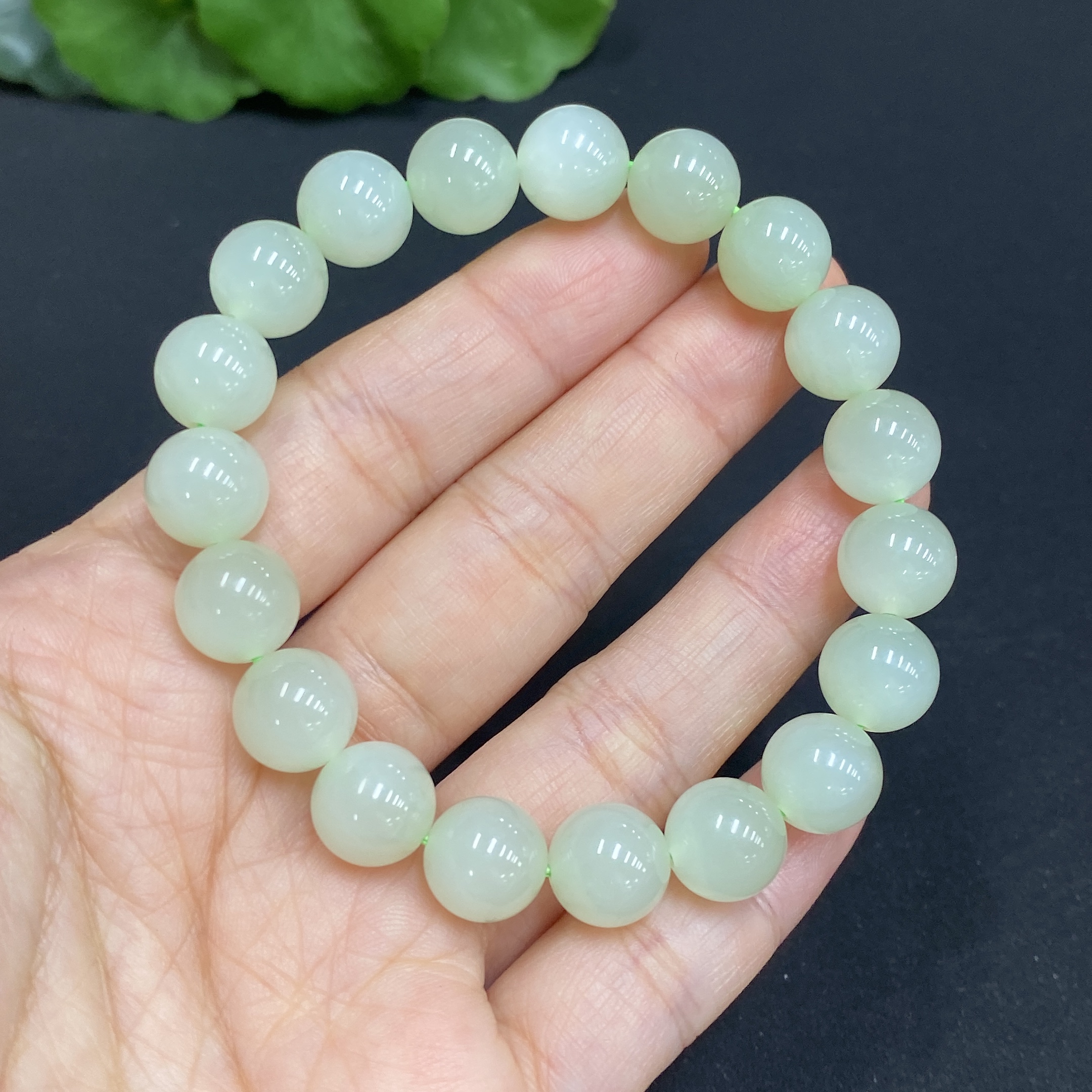 H34985559 Hetian Jade Bracelet Approx. 9.6mm Total Weight Approx. 27.3g
