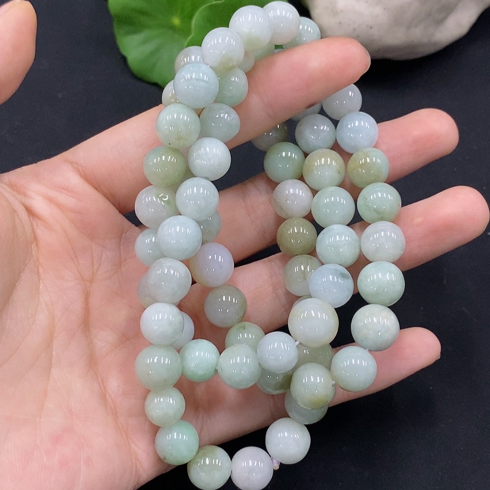 F29314491 Jadeite Bead Necklace Approximately 9.5mm Total Weight About 89.87g