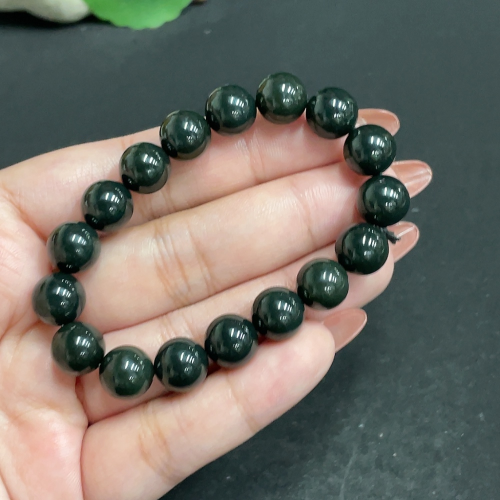 H34010468 Hetian Jade Bracelet, Approx. 10mm Beads, Total Weight About 27.3g