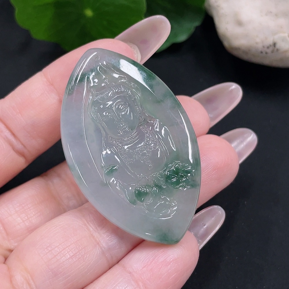 F35082852 Jadeite Guanyin Pendant Total Weight Approx. 17.8g