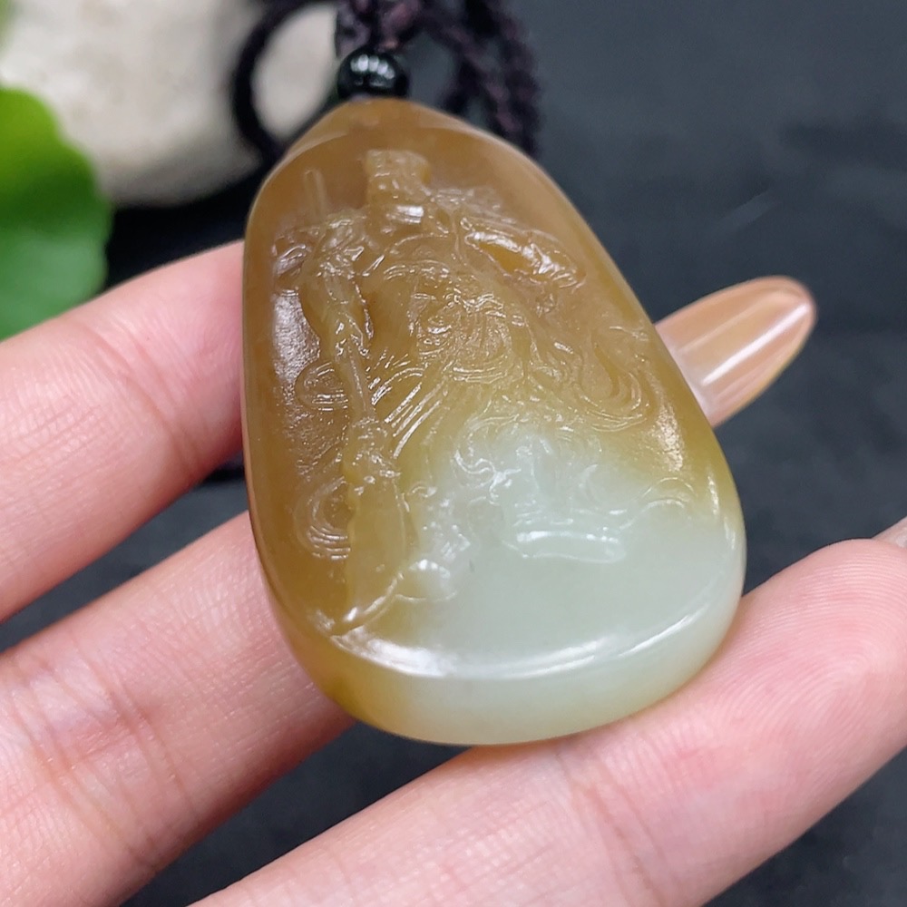 H32778166 Hetian Jade Pendant Guan Gong Total Weight Approx. (Including Rope) 36.1g