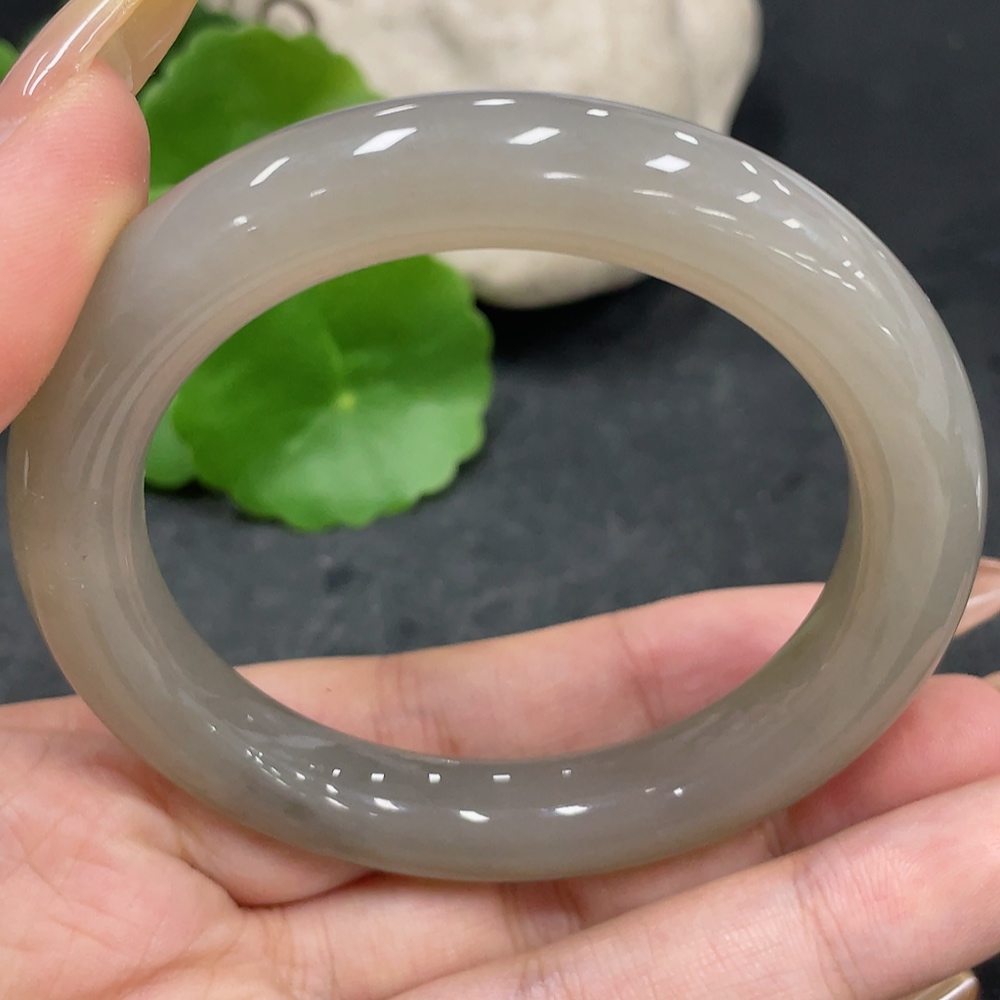 H32777594 Hetian Jade Round Bracelet, Size 54.7, Total Weight Approx. 51g