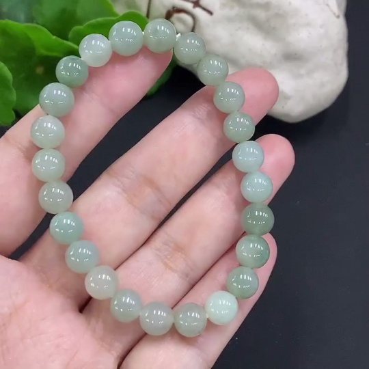 F34070704 Jadeite Bead Necklace Approx. 7.3mm Total Weight Approx. 18.2g