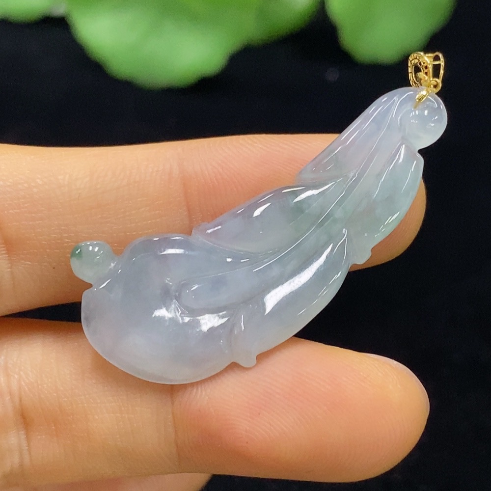 F34074713 Jadeite Leaf Pendant 18k Total Weight Approx.4.33g