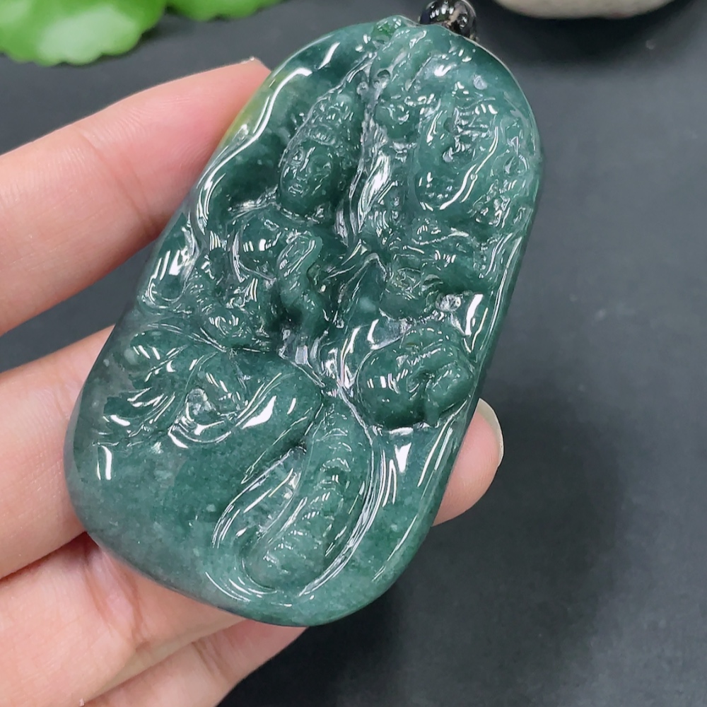 F19078030 Jadeite Dragon Guardian Pendant Total Weight 62.591g
