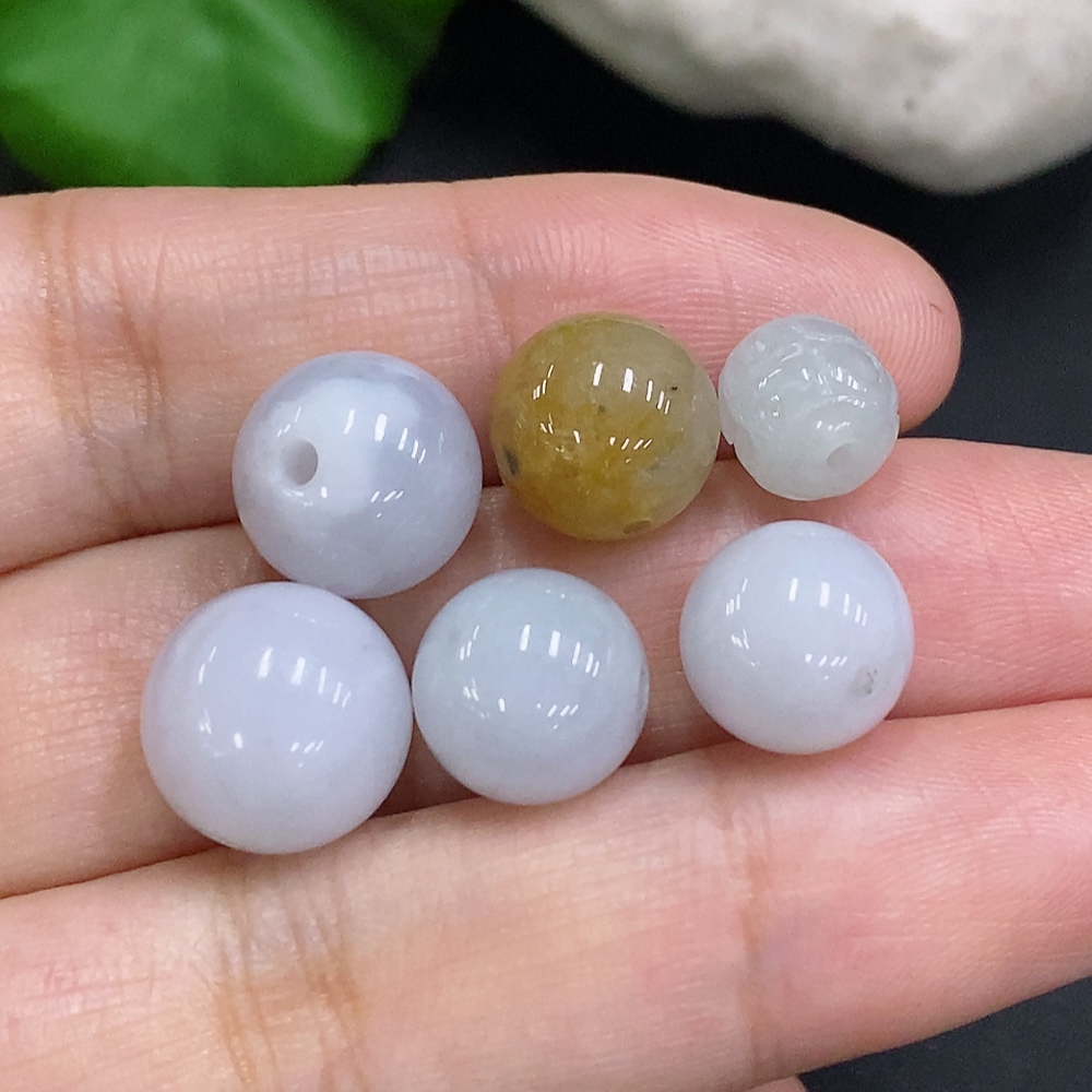F31596885 Jadeite Beads Sell as a Lot (Color origin undetermined)
