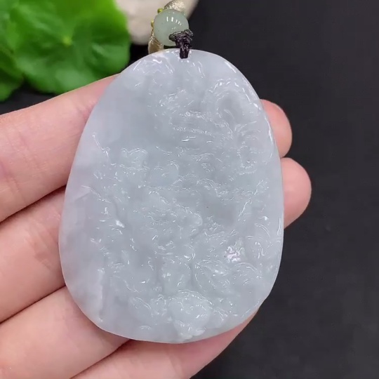 F34962566 Jadeite Phoenix and Peony Pendant