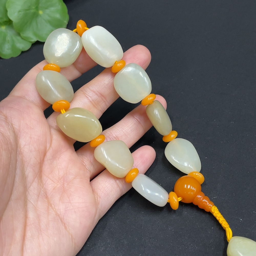 H34072194 Hetian Jade Beads Bracelet, Total Weight Approx. 50.1g, Accessories Not Hetian Jade