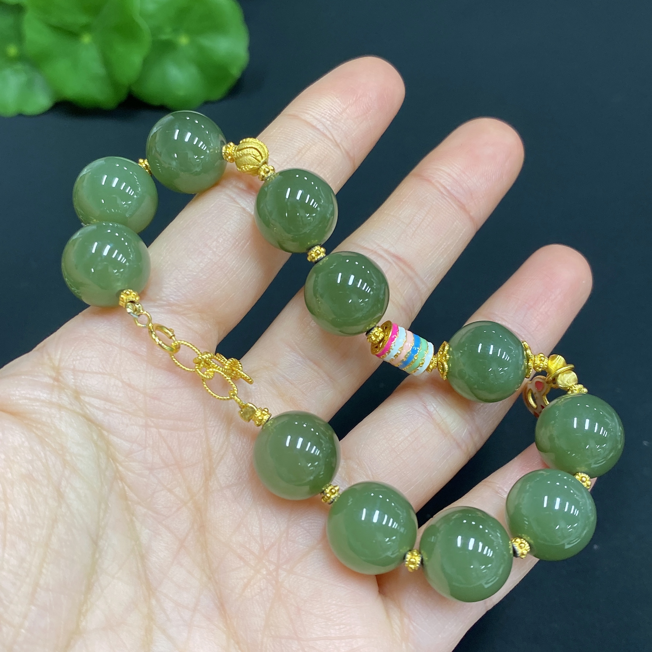 H27059811 Hetian Jade Bracelet   Approx. 11.6mm   Non-Gold Inlaid   Total Weight Approx. 31.6g