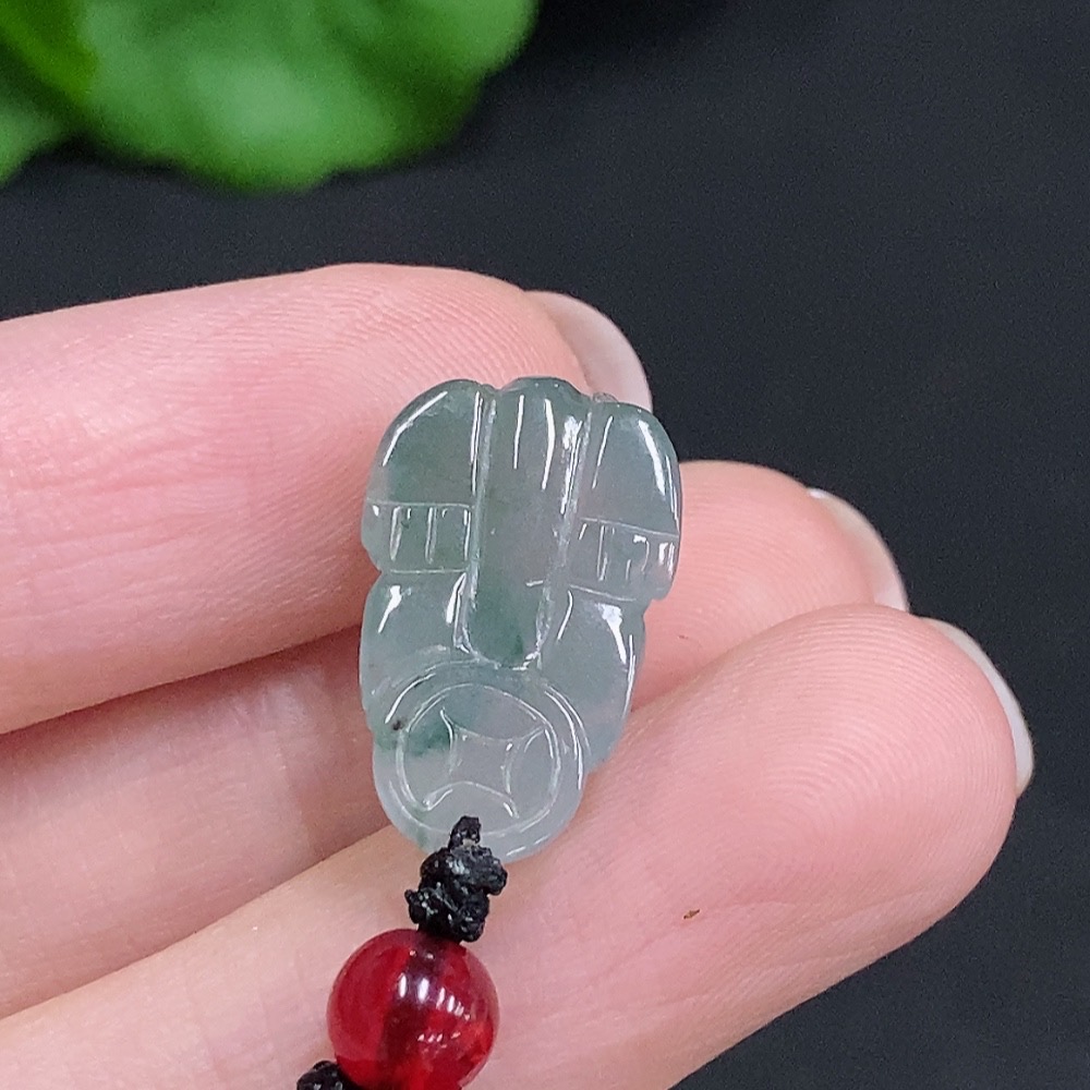 F34003234 Jadeite Pixiu Pendant Total Weight Approx. 4.4g (Including Rope Weight) Beads Not Jadeite