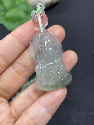 H41905374 非洲翠（独龙玉）挂件    宝宝佛    货品总重约（含链，顶珠非独龙玉）27g