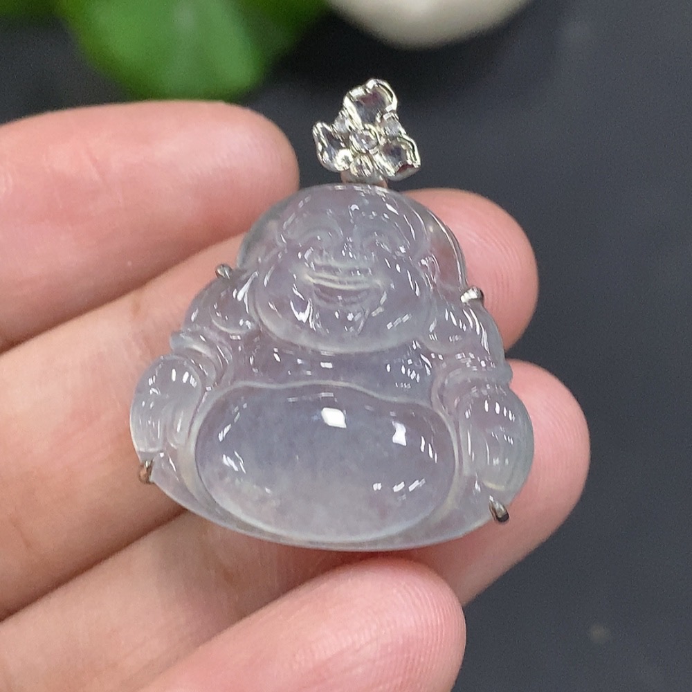 F18070647 Jadeite Buddha Pendant with 18K Gold Mounting, Total Weight Approx. 5.4g