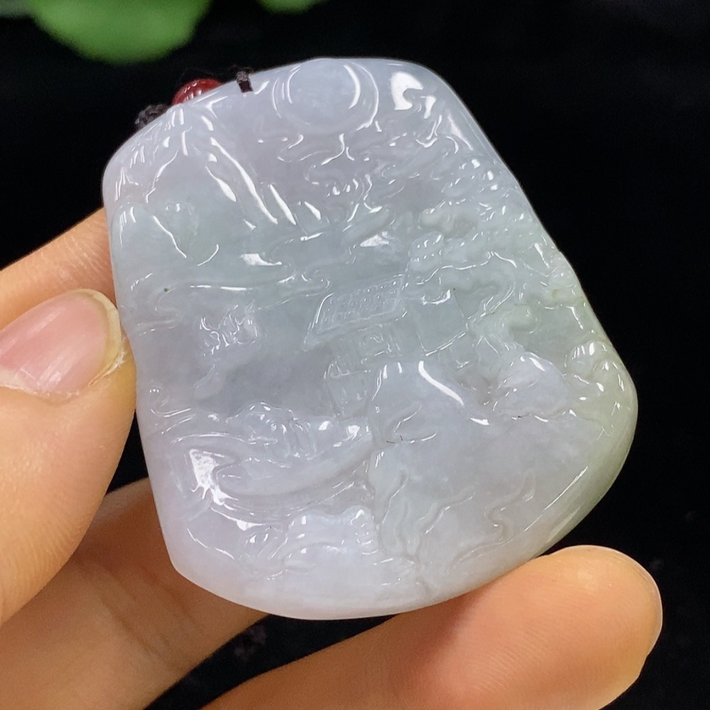 F34024835 Jadeite Landscape Pendant Total Weight Approx. 28.33g (Including Cord Weight) With Non-Grade A Beads