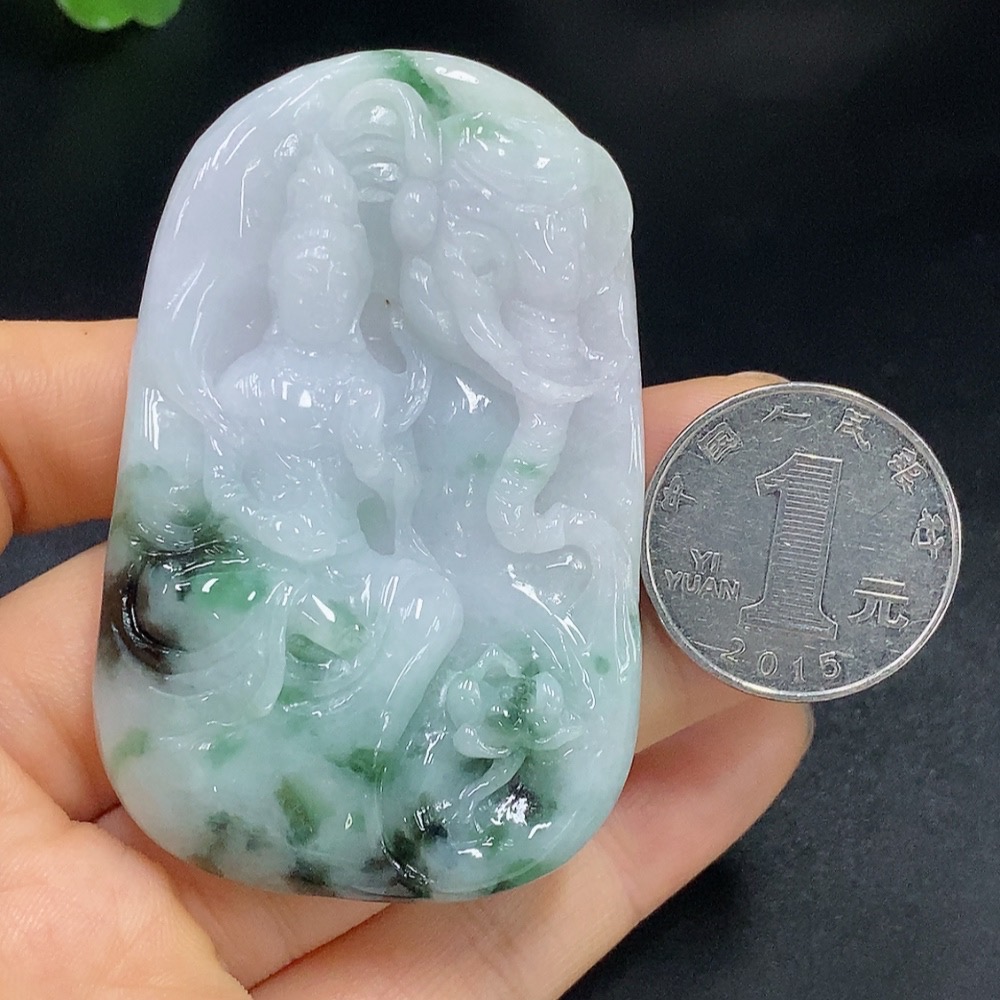 F26029359 Jadeite Samantabhadra Bodhisattva Pendant, Total Weight Approximately 63.98g