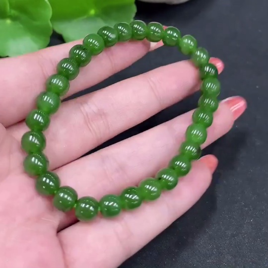H34062945 Hetian Jade Jasper Bracelet, approximately 6.7mm, total weight about 15g
