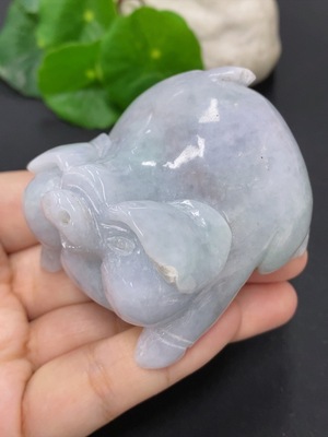 F46594563 翡翠生肖猪小摆件 货品总重量约244.4克