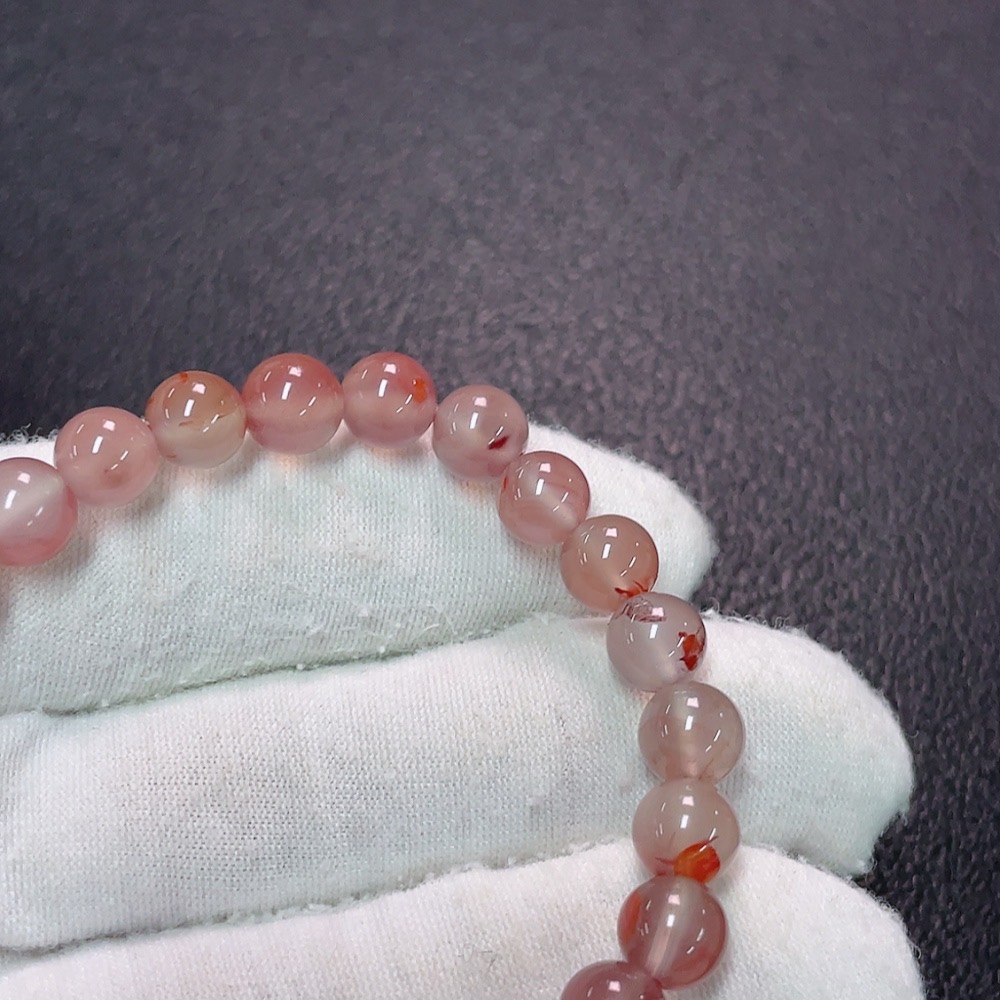 C34990867 South Red Agate Beaded Bracelet, Total Weight Approx. 15.12g, Bead Size About 7.6mm