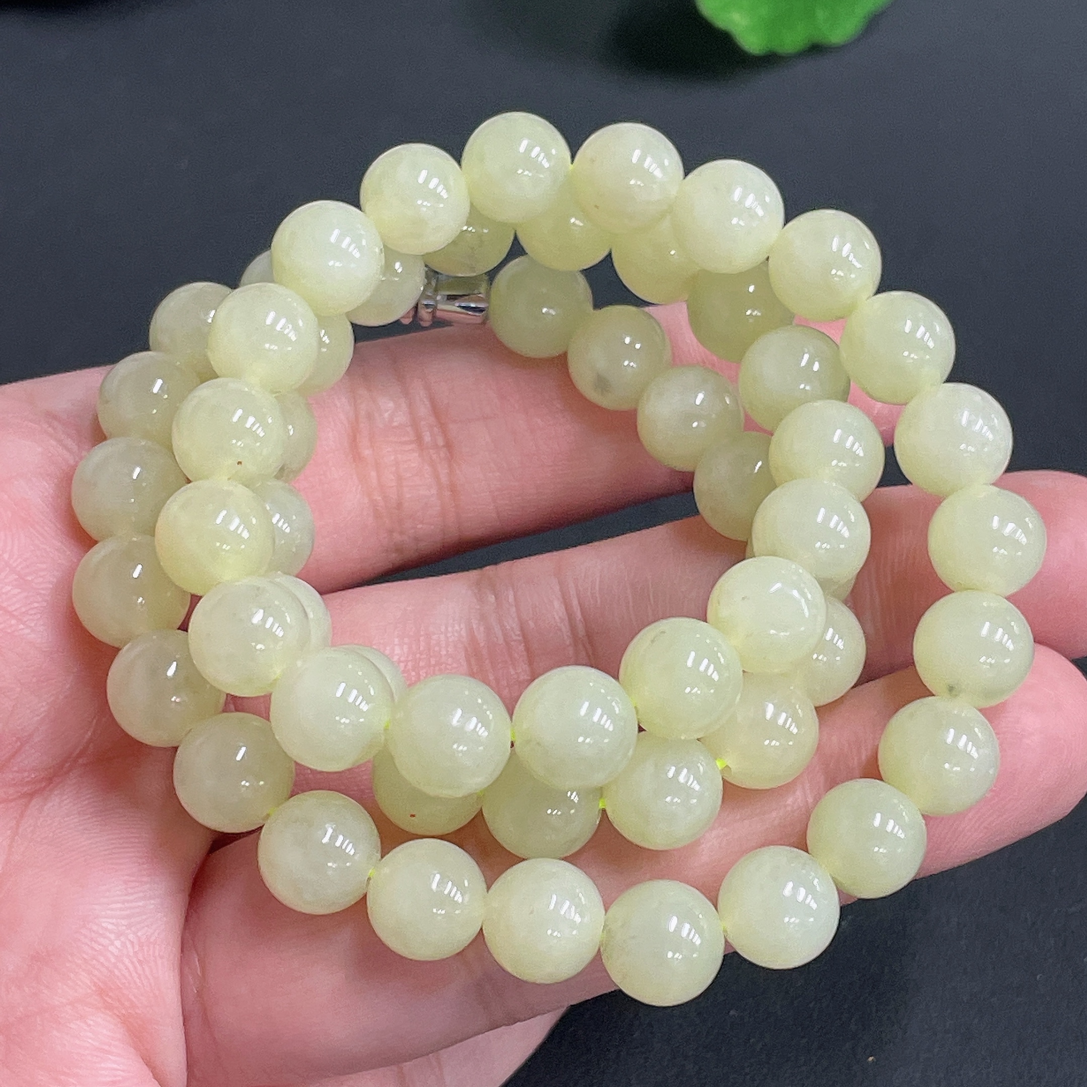H16763844 Hetian Jade Bead Necklace, Approx. 8mm Beads, Non-Gold, Total Weight Approx. 45.38g