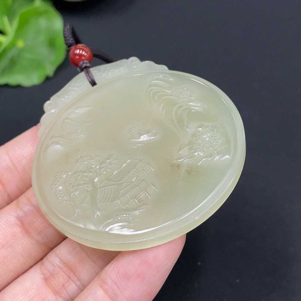 H28245576 Hetian Jade Pendant - Landscape Plaque