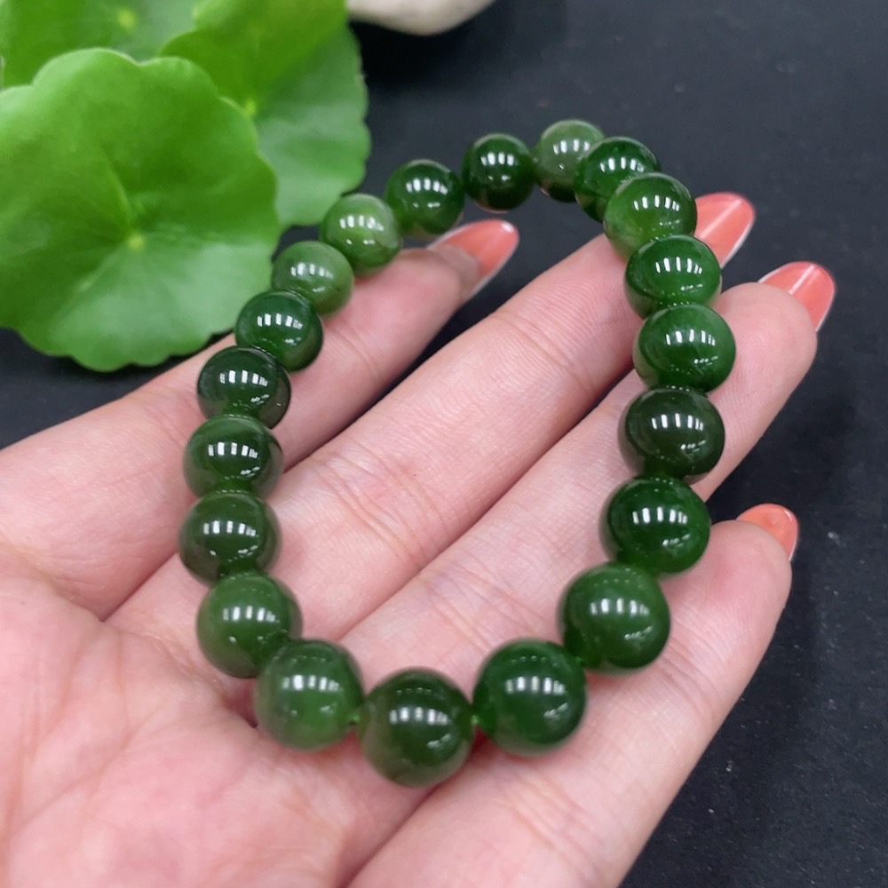 H34062345 Hetian Jade Jasper Bracelet, approx. 9.4mm, total weight approx. 26g