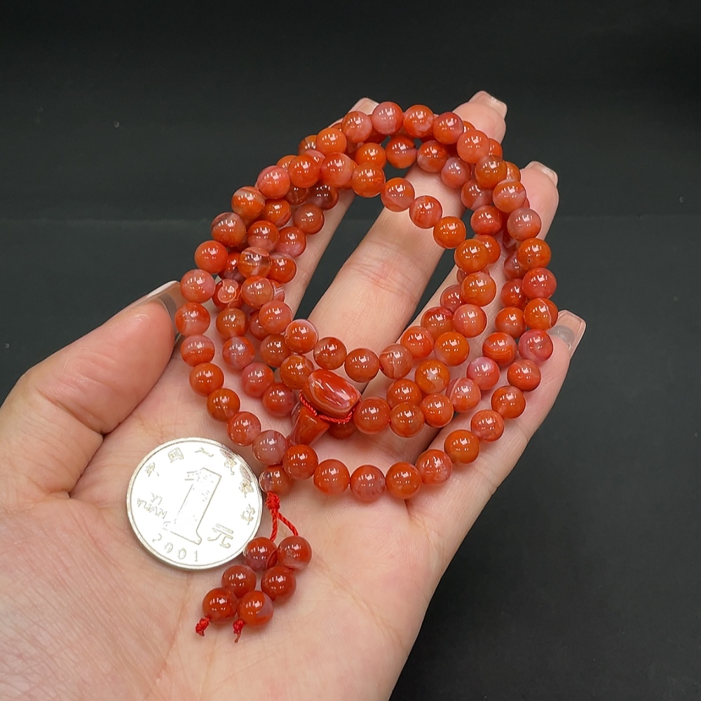 C14530213 South Red Agate Bead Strand, Approx. 47.35g, 6.5mm