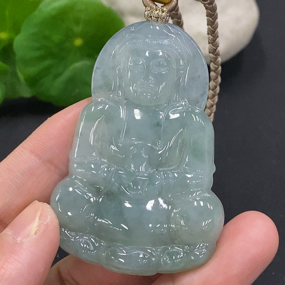 F33856720 Jadeite Guanyin Pendant with Cord, Total Weight Approx. 26.1g