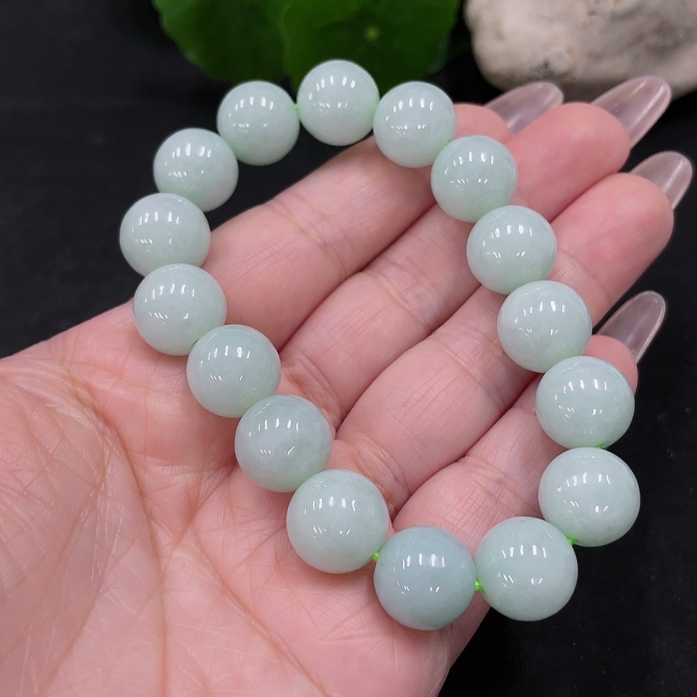 F35082324 Jadeite Bracelet Bead 11.9mm Approx. Total Weight About 47g