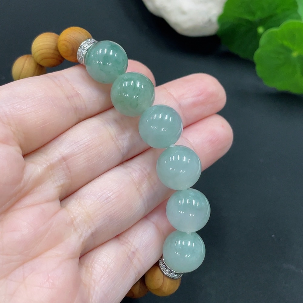F25857897 Jadeite Beads Bracelet approx.12.2mm total weight approx.24.13g