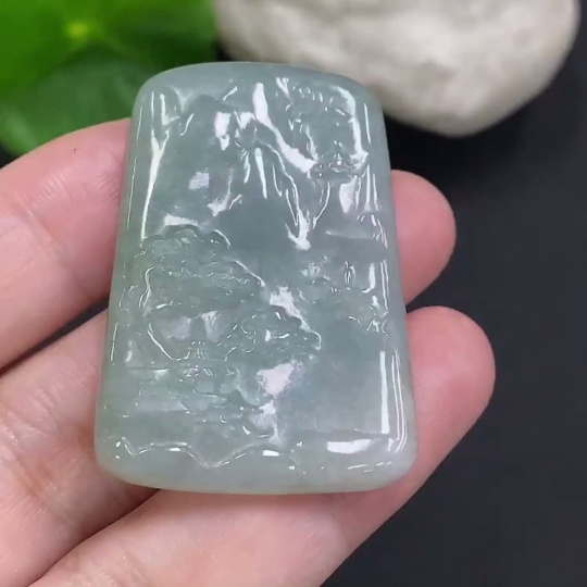 F34070400 Jadeite Landscape Pendant, Total Weight Approx. 12.8g