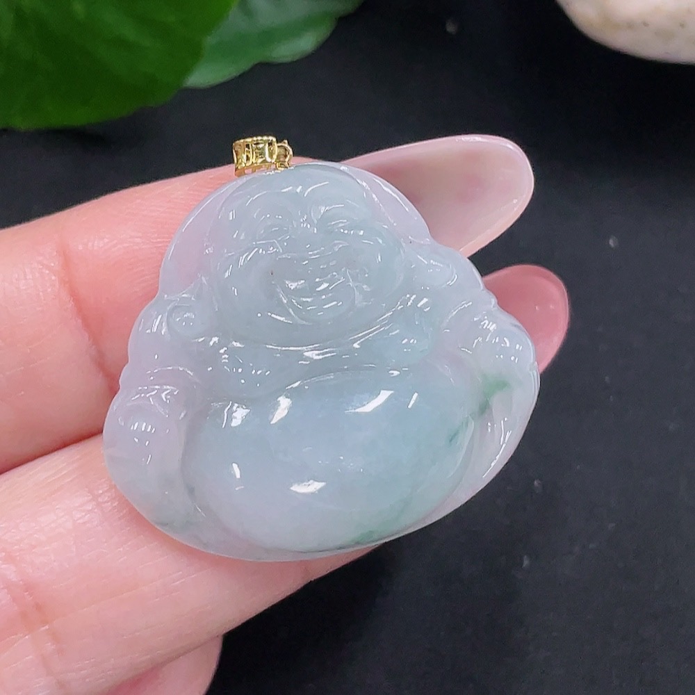 F34013869 Jadeite Buddha Pendant 18K Gold Total Weight Approx. 6.79g