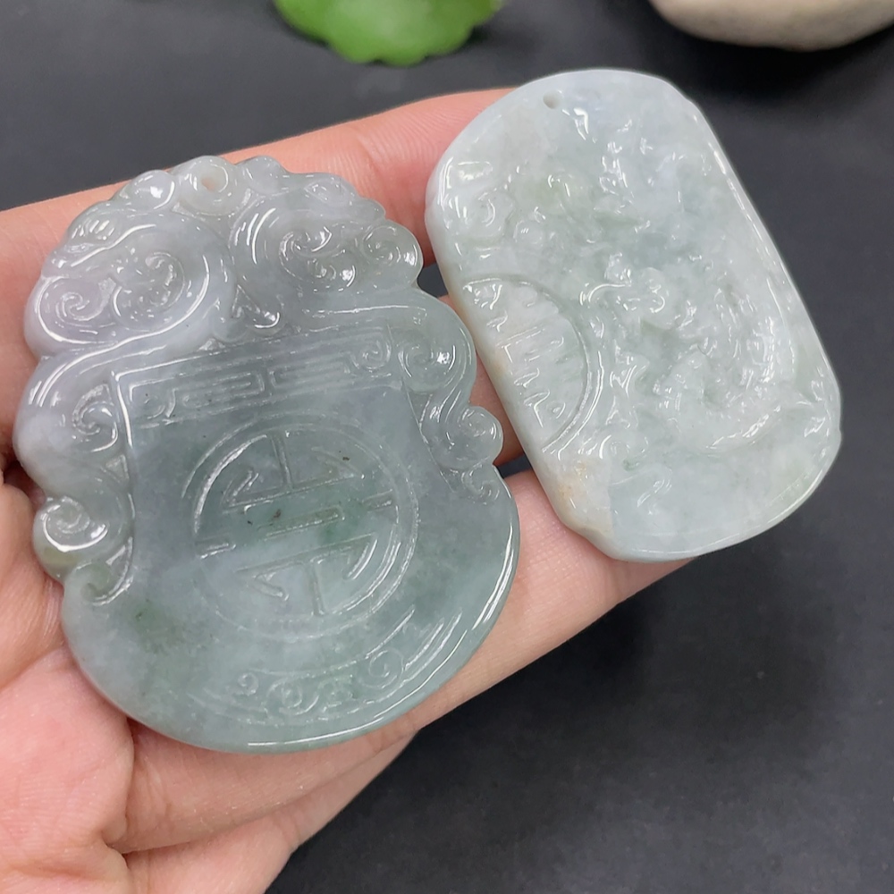 F19132047 Jadeite Pendant 2pcs/lot