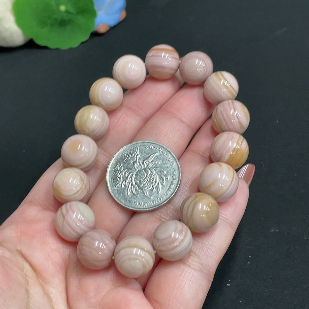 H35101175 Alashan Agate Bracelet, Approx. 12.3 mm, Containing Other Mineral Components, Total Weight Approx. 41.4g