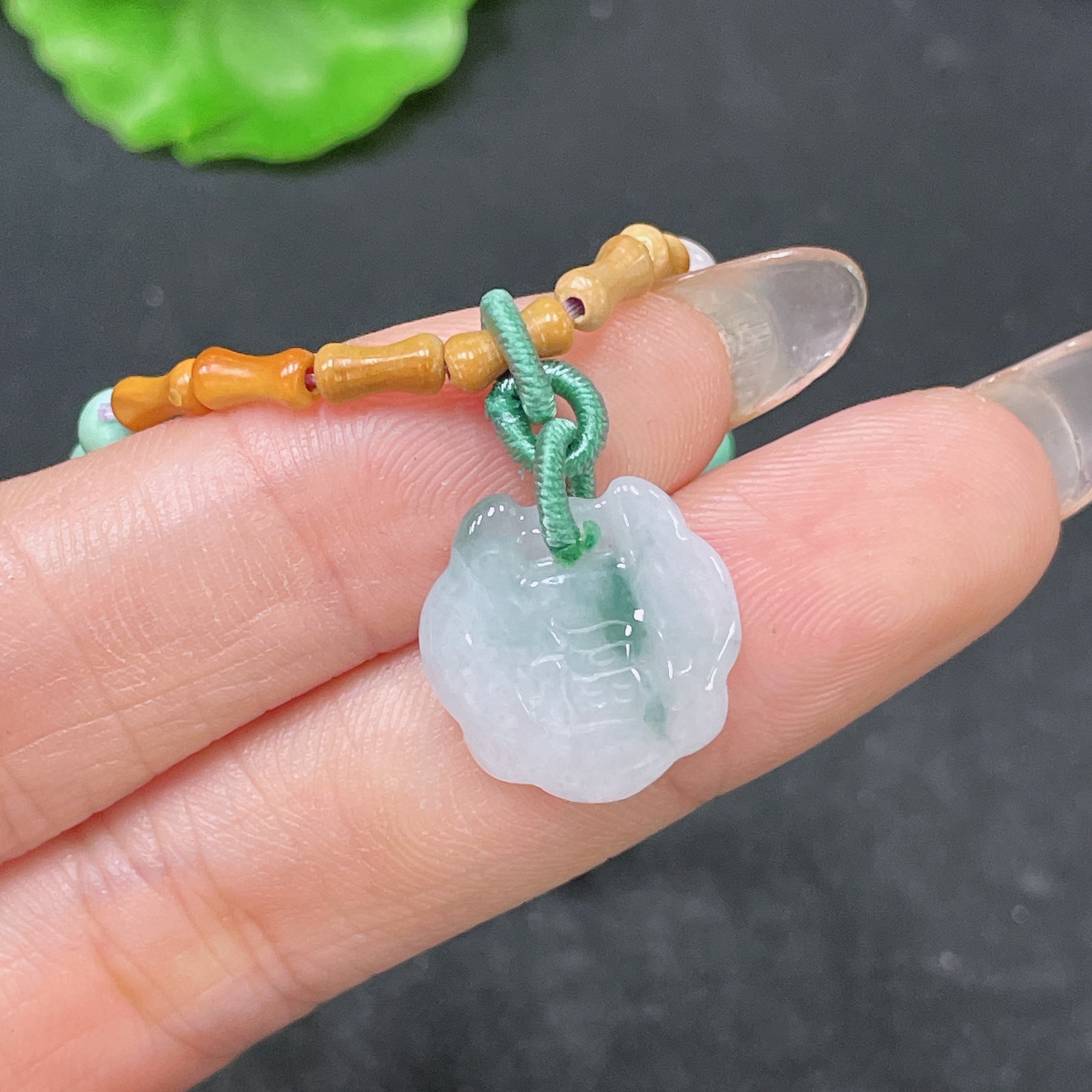 F34064973 Jadeite Bracelet with Non-A Chain Non-Gold Total Weight Approx.5.6g Size 13.9