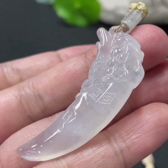 F33936075 Jadeite Dragon Tooth Pendant Total Weight Approx. 8.34g