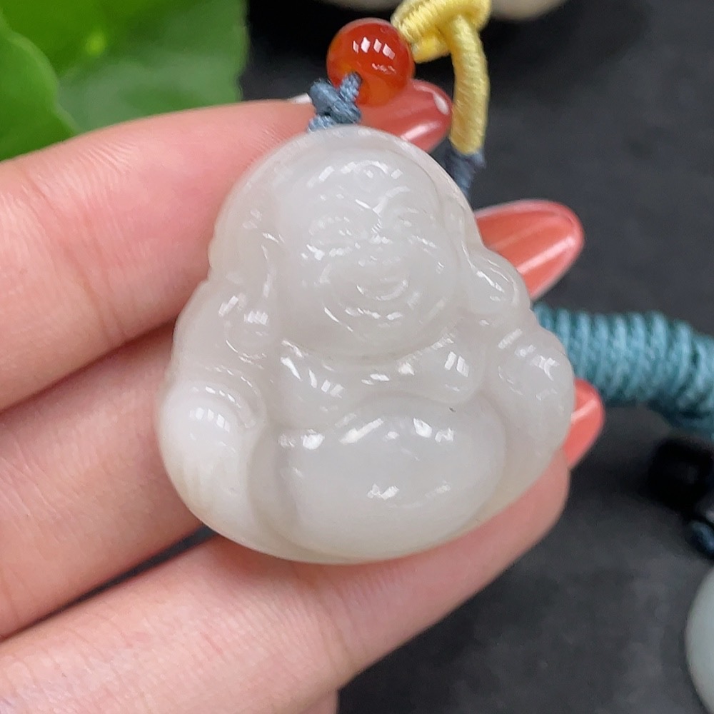 H34979762 Hetian Jade Pendant - Buddha with Other Mineral Components, Total Weight (Including Rope) Approx. 18.8g