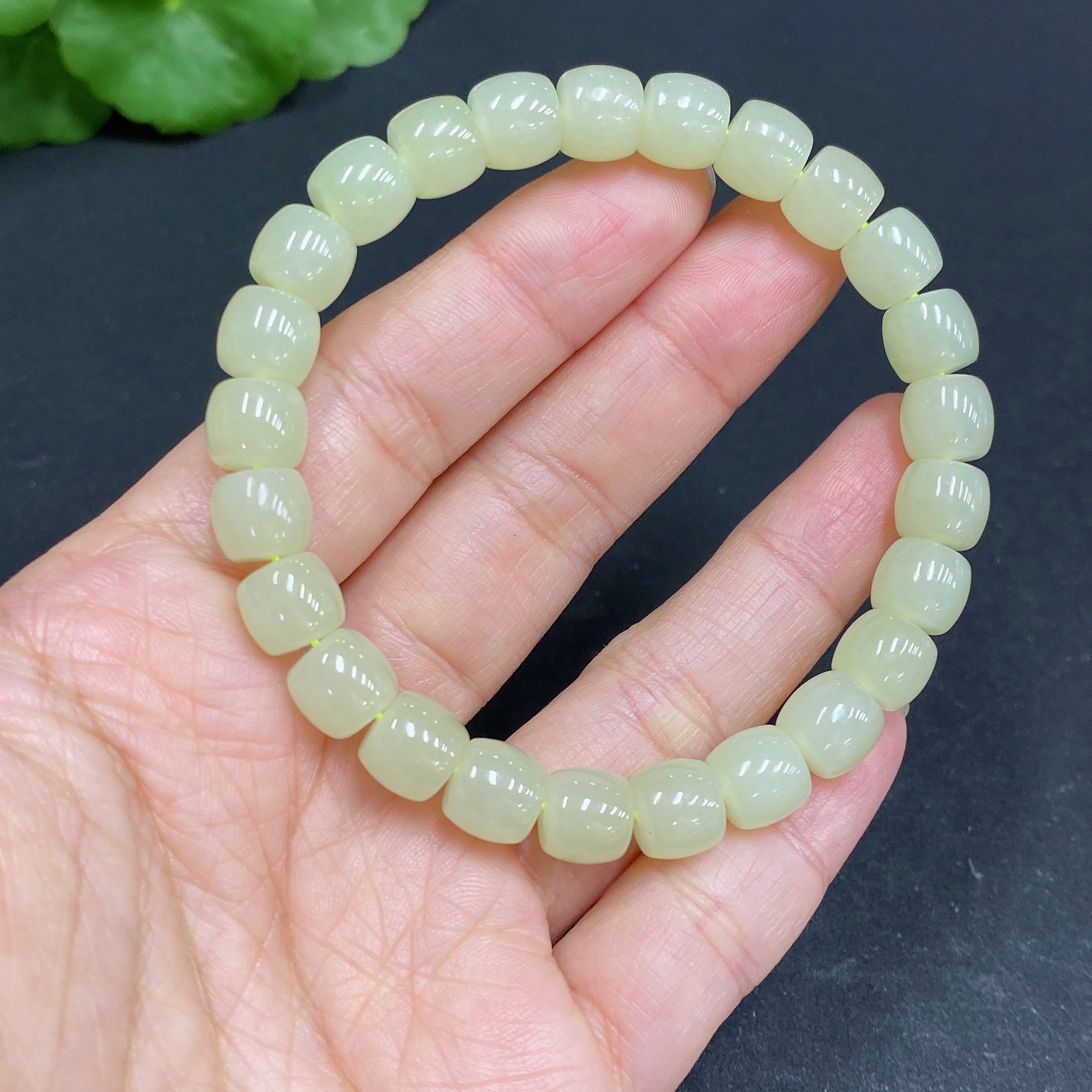 H33902464 Hetian Jade Bracelet Approx.7.8mm Total Weight Approx.21.9g