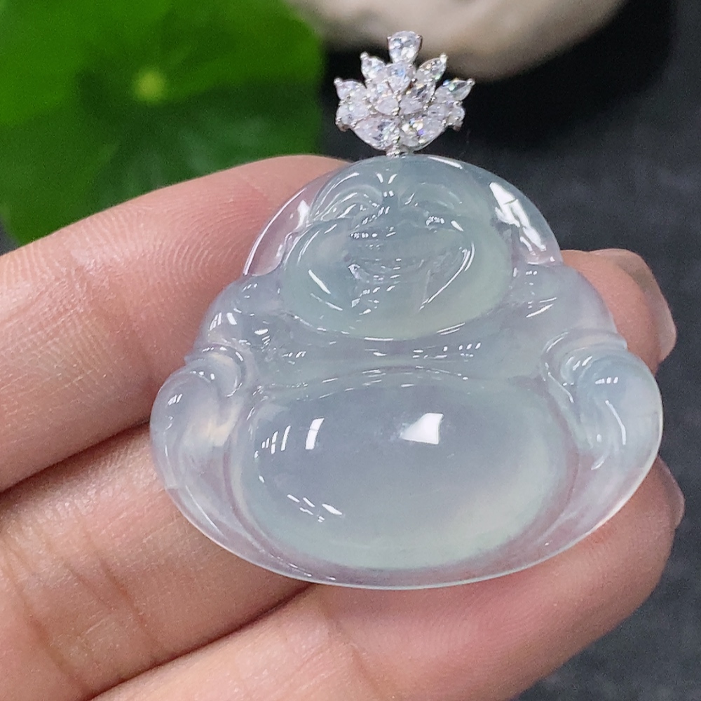 F34010270 Jadeite Pendant Buddha 18k Non-Diamond Total Weight Approx. 8g