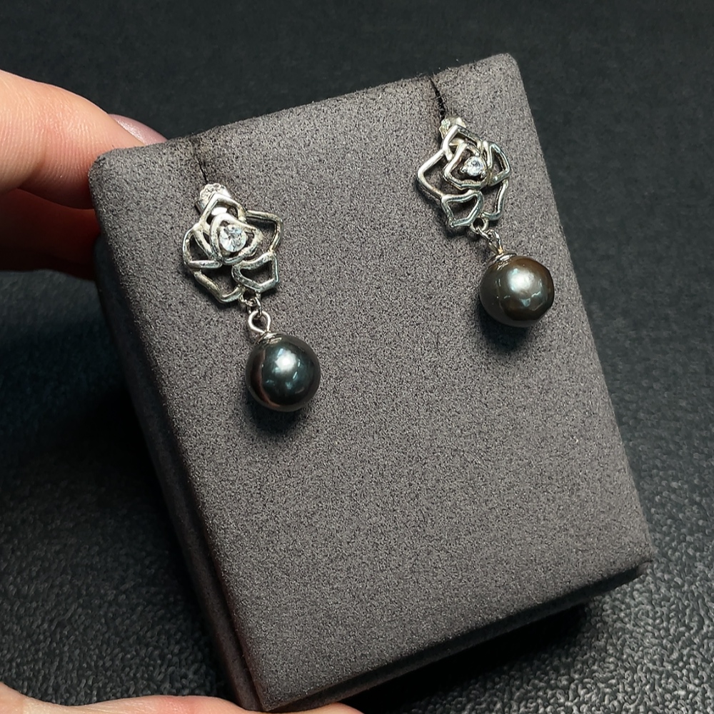 C34008980 Seawater Pearl Earrings Non-Gold Total Weight Approx. 3.76g Size About 9.2mm